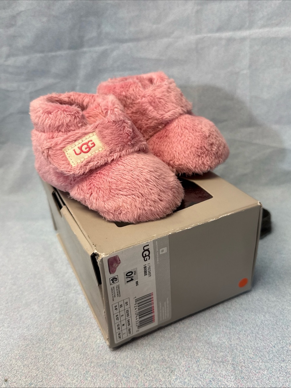 UGG Kids Plush Pink Strap Bootie Slippers